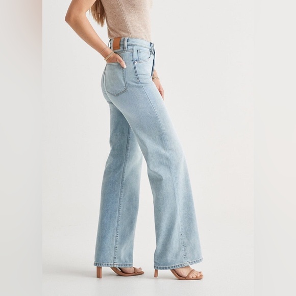 Duer -Midweight Denim Wide Leg (Button Fly) - Coastal Blue - Picture 12 of 14